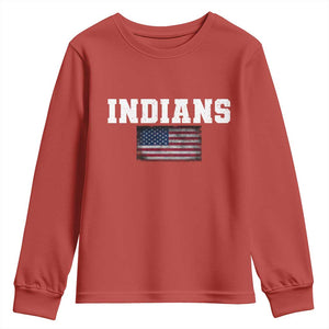 Classic Indians Youth Sweatshirt Retro Varsity Vintage Team Name USA Flag TS10 Red Print Your Wear