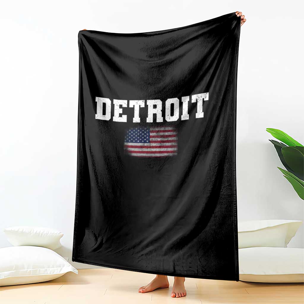 Classic Detroit Throw Blanket Retro Varsity Vintage Sports Team Name USA Flag TS10 Print Your Wear