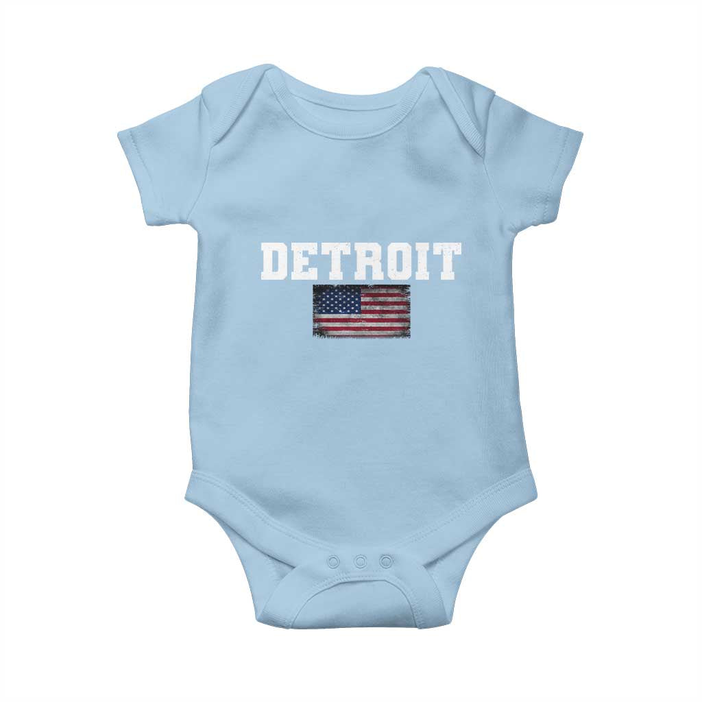 Classic Detroit Baby Onesie Retro Varsity Vintage Team Name USA Flag TS10 Light Blue Print Your Wear