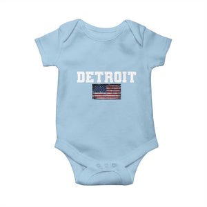 Classic Detroit Baby Onesie Retro Varsity Vintage Team Name USA Flag TS10 Light Blue Print Your Wear