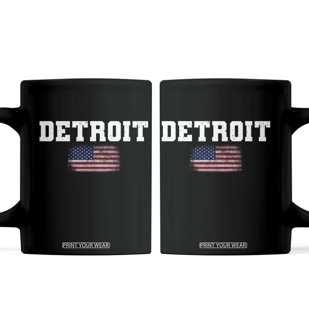 Classic Detroit Coffee Mug Retro Varsity Vintage Sports Team Name USA Flag TS10 Black Print Your Wear