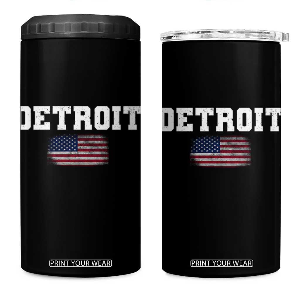 Classic Detroit 4 in 1 Can Cooler Tumbler Retro Varsity Vintage Sports Team Name USA Flag TS10 One Size: 16 oz Black Print Your Wear