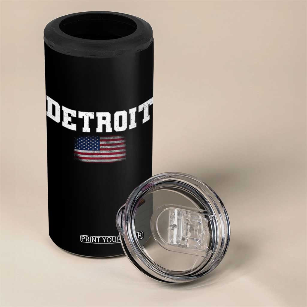 Classic Detroit 4 in 1 Can Cooler Tumbler Retro Varsity Vintage Sports Team Name USA Flag TS10 Print Your Wear