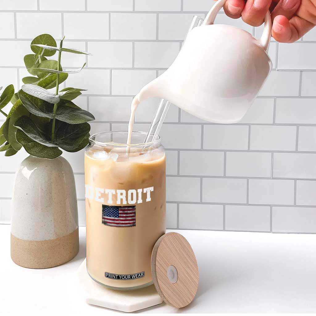 Classic Detroit Glass Can Retro Varsity Vintage Sports Team Name USA Flag TS10 Print Your Wear