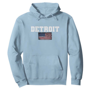 Classic Detroit Hoodie Retro Varsity Vintage Team Name USA Flag TS10 Light Blue Print Your Wear