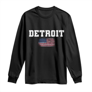 Classic Detroit Long Sleeve Shirt Retro Varsity Vintage Team Name USA Flag TS10 Black Print Your Wear