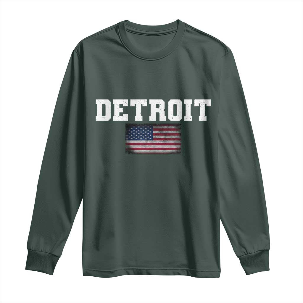 Classic LF Long Sleeve Shirt DFL Retro Varsity Vintage Sports Team Name USA Flag TS10 Dark Forest Green Print Your Wear