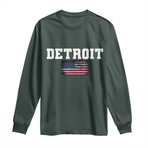 Classic Detroit Long Sleeve Shirt Retro Varsity Vintage Team Name USA Flag TS10 Dark Forest Green Print Your Wear