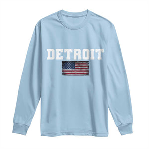 Classic Detroit Long Sleeve Shirt Retro Varsity Vintage Team Name USA Flag TS10 Light Blue Print Your Wear