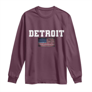 Classic Detroit Long Sleeve Shirt Retro Varsity Vintage Team Name USA Flag TS10 Maroon Print Your Wear