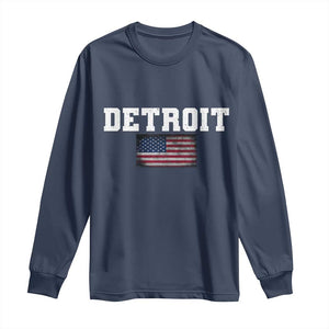 Classic Detroit Long Sleeve Shirt Retro Varsity Vintage Team Name USA Flag TS10 Navy Print Your Wear