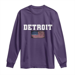 Classic Detroit Long Sleeve Shirt Retro Varsity Vintage Team Name USA Flag TS10 Purple Print Your Wear
