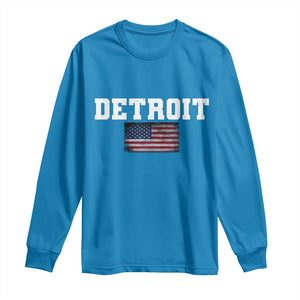 Classic Detroit Long Sleeve Shirt Retro Varsity Vintage Team Name USA Flag TS10 Sapphire Print Your Wear