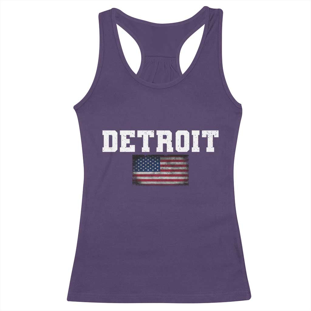 Classic Detroit Racerback Tank Top Retro Varsity Vintage Team Name USA Flag TS10 Purple Print Your Wear