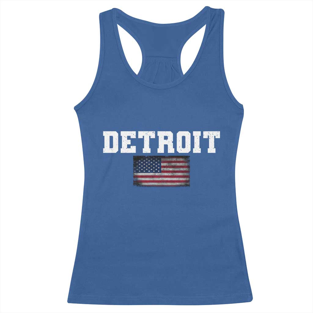 Classic Detroit Racerback Tank Top Retro Varsity Vintage Team Name USA Flag TS10 Royal Blue Print Your Wear