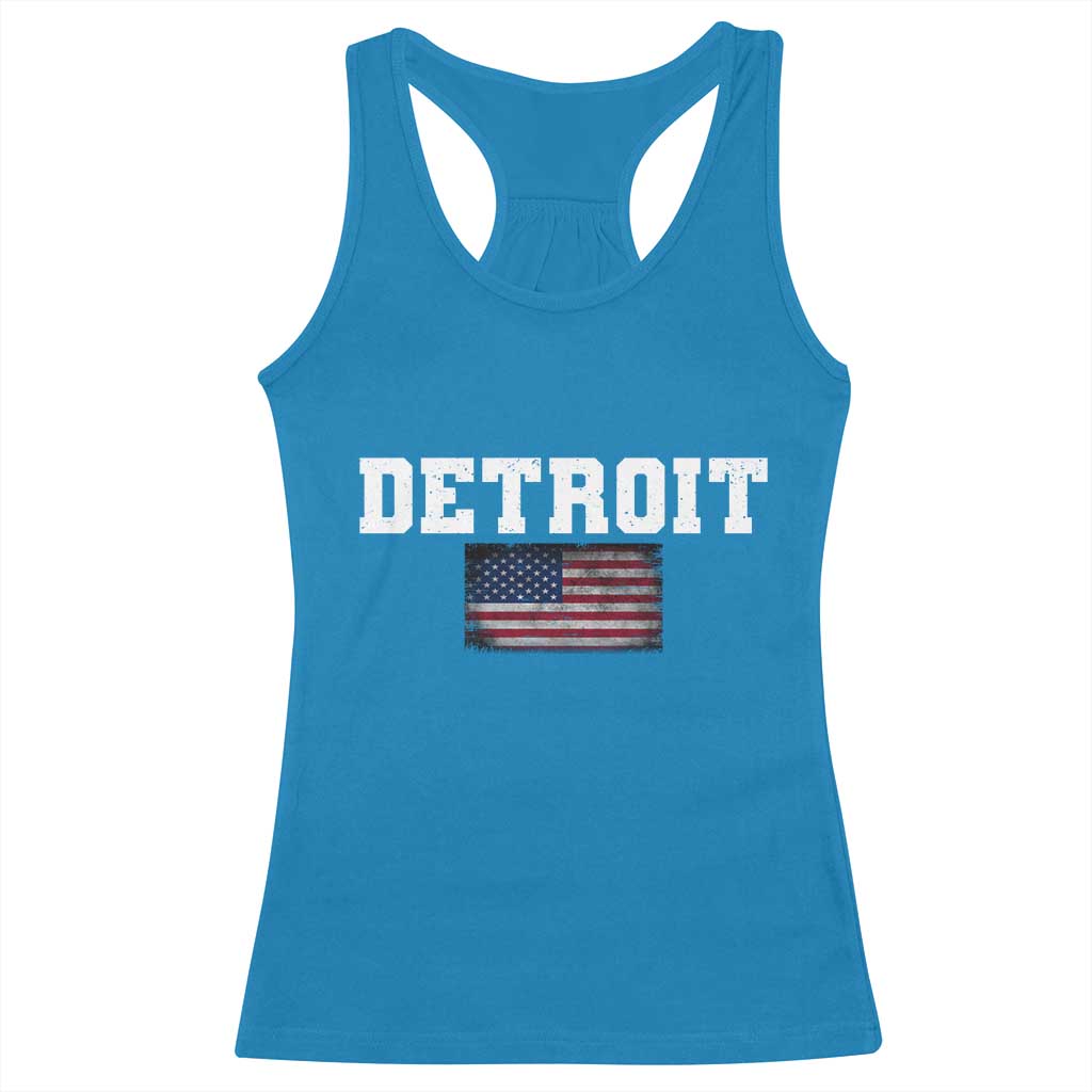 Classic Detroit Racerback Tank Top Retro Varsity Vintage Team Name USA Flag TS10 Sapphire Print Your Wear