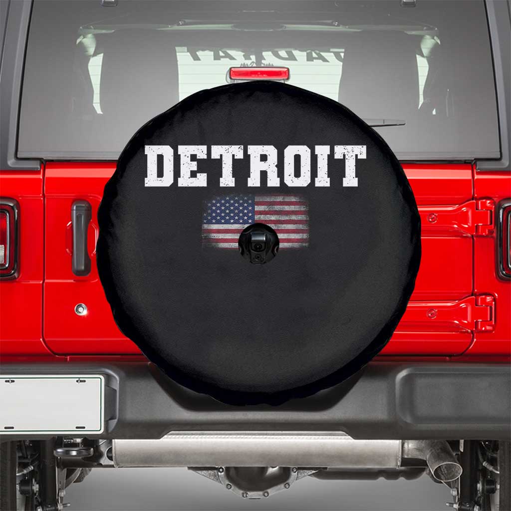 Classic Detroit Spare Tire Cover Retro Varsity Vintage Sports Team Name USA Flag TS10 Black Print Your Wear