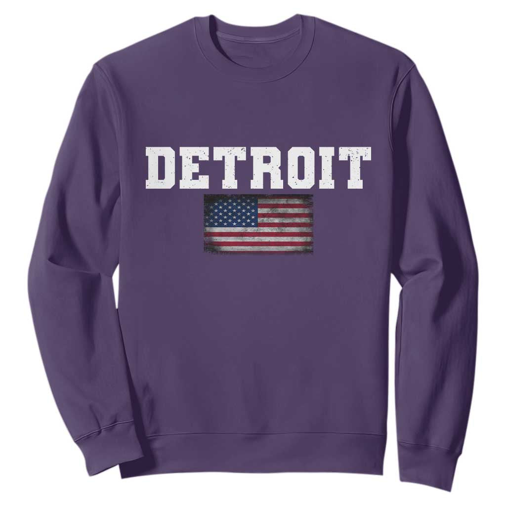 Classic Detroit Sweatshirt Retro Varsity Vintage Team Name USA Flag TS10 Purple Print Your Wear