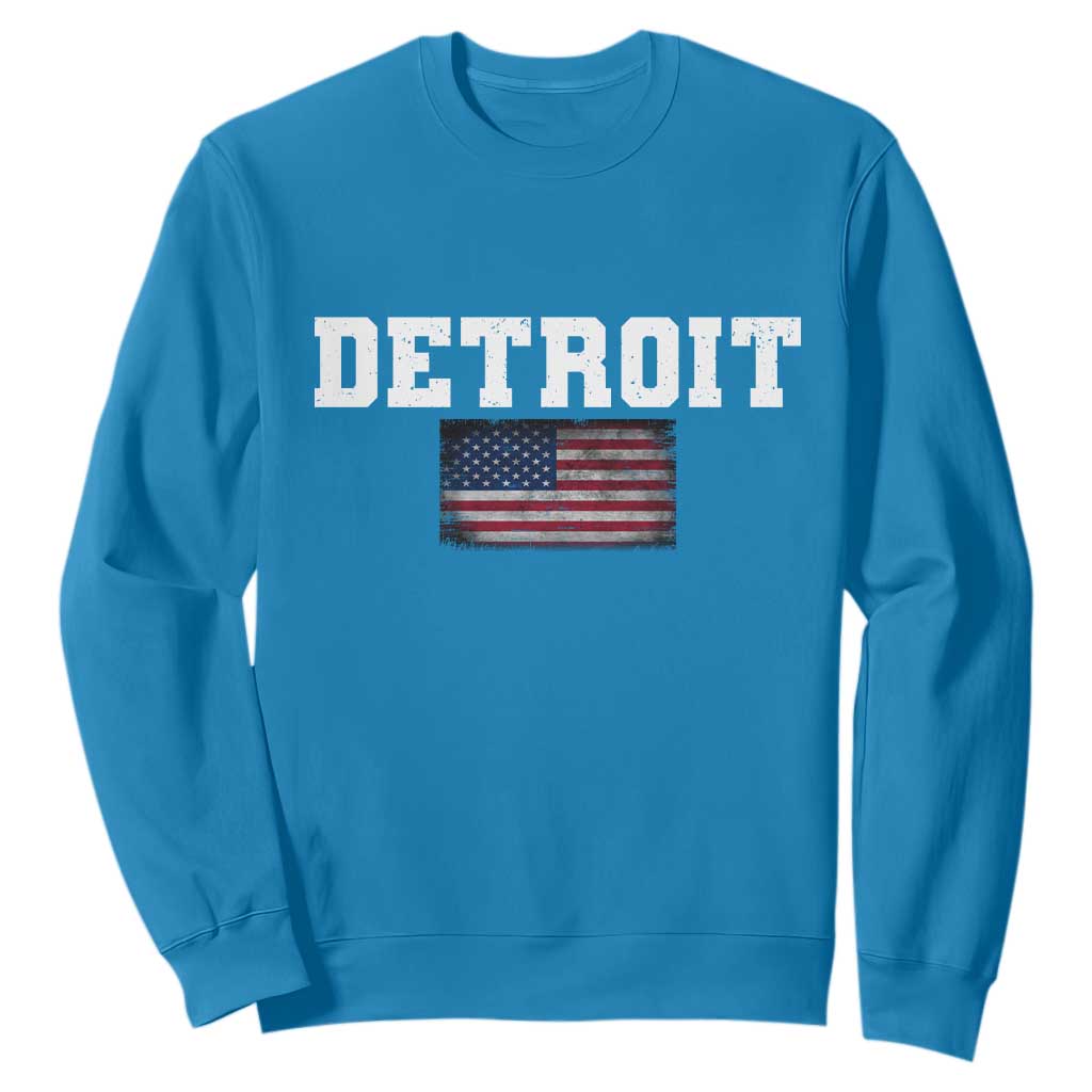 Classic Detroit Sweatshirt Retro Varsity Vintage Team Name USA Flag TS10 Sapphire Print Your Wear