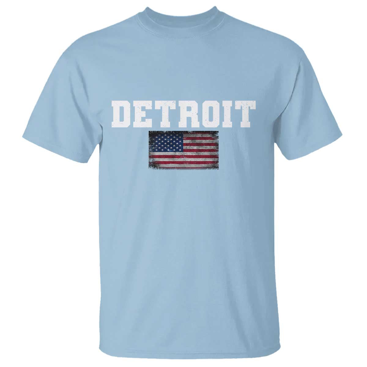 Classic Detroit T Shirt Retro Varsity Vintage Team Name USA Flag TS10 Light Blue Print Your Wear