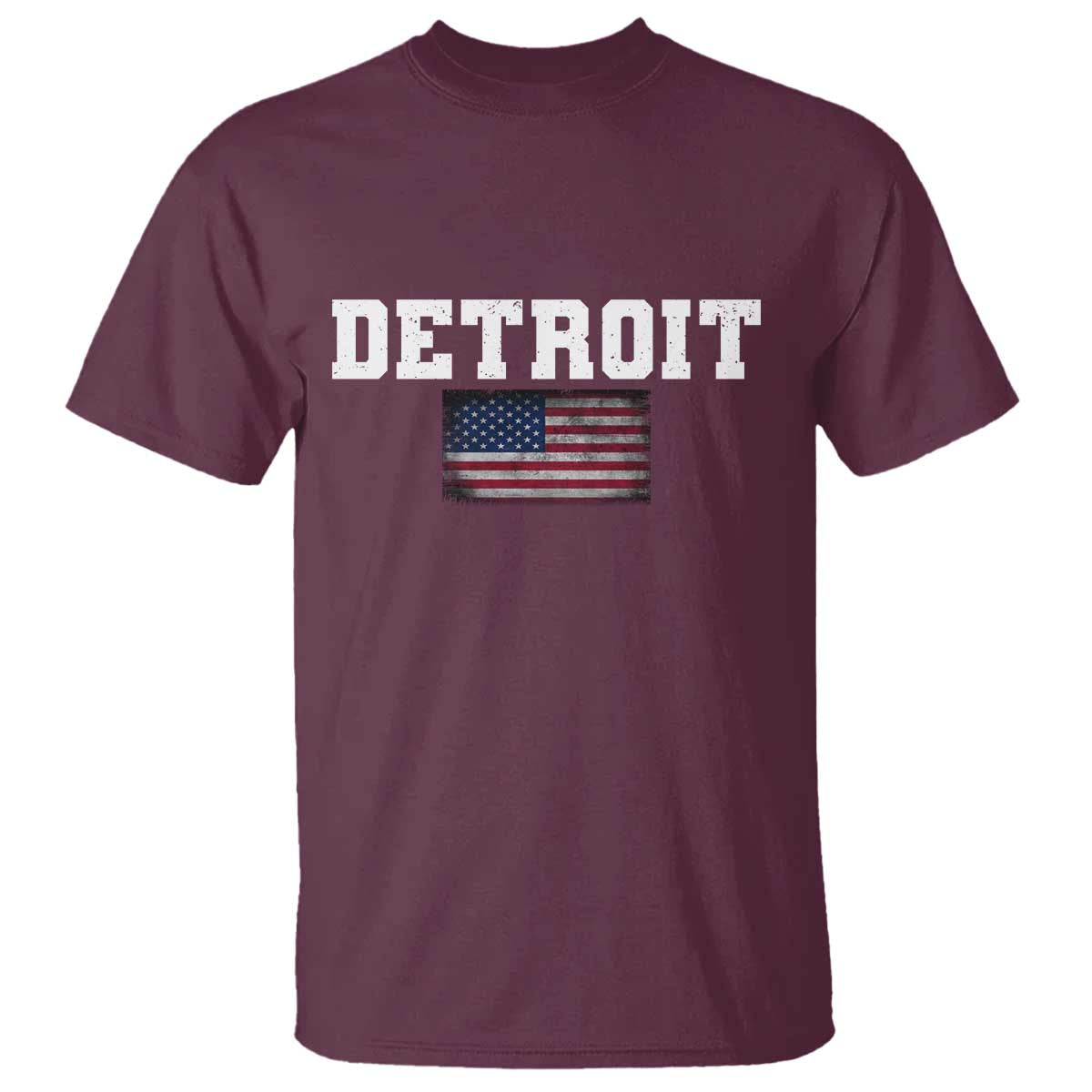 Classic Detroit T Shirt Retro Varsity Vintage Team Name USA Flag TS10 Maroon Print Your Wear