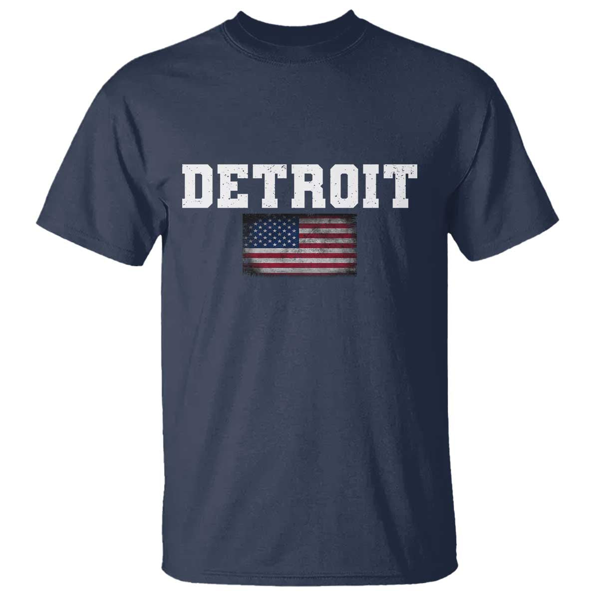 Classic Detroit T Shirt Retro Varsity Vintage Team Name USA Flag TS10 Navy Print Your Wear