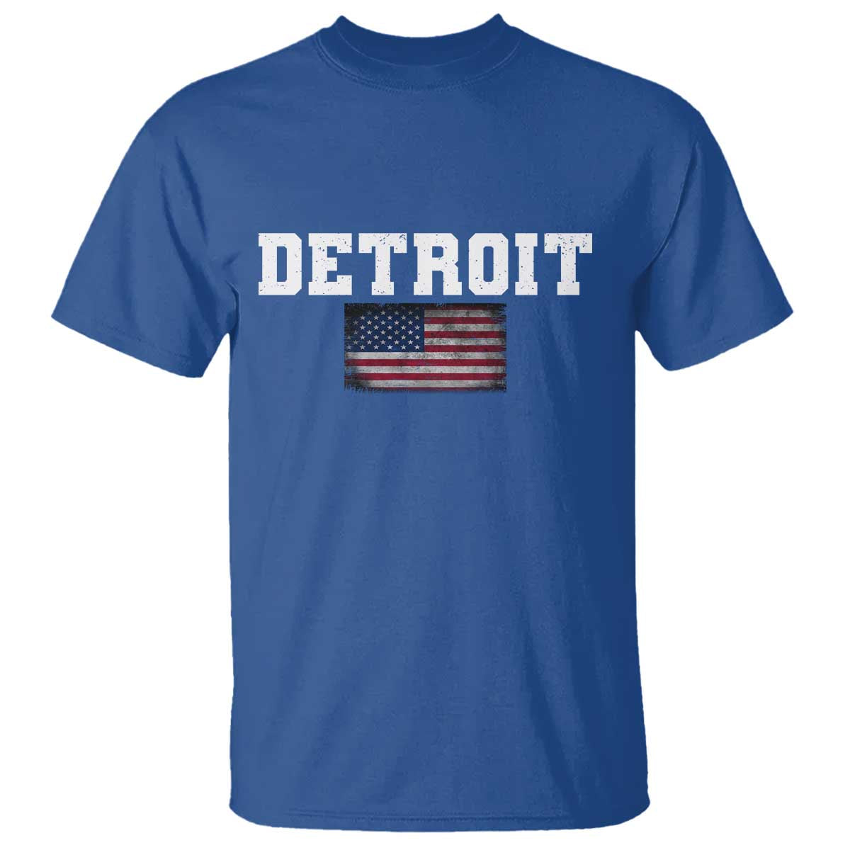 Classic Detroit T Shirt Retro Varsity Vintage Team Name USA Flag TS10 Royal Blue Print Your Wear
