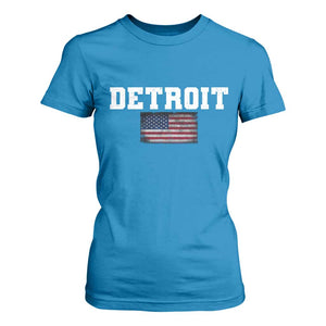 Classic Detroit T Shirt For Women Retro Varsity Vintage Team Name USA Flag TS10 Sapphire Print Your Wear