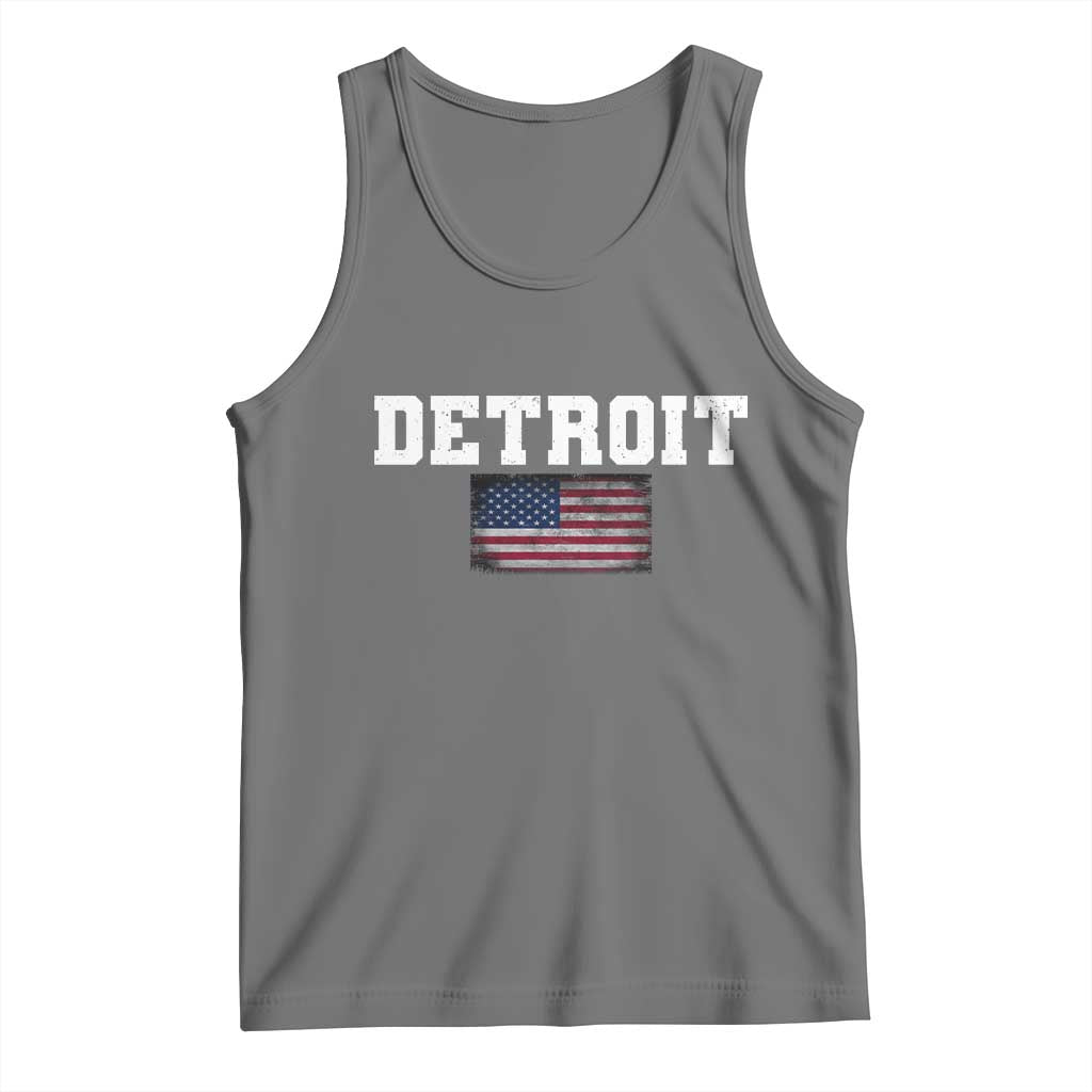 Classic Detroit Tank Top Retro Varsity Vintage Sports Team Name USA Flag TS10 Black Heather Print Your Wear