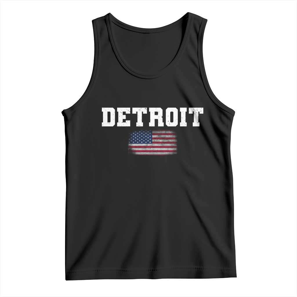 Classic Detroit Tank Top Retro Varsity Vintage Sports Team Name USA Flag TS10 Black Print Your Wear
