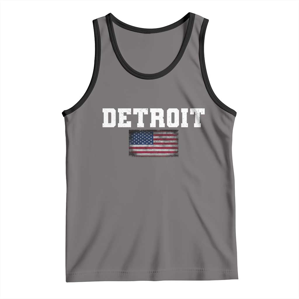 Classic Detroit Tank Top Retro Varsity Vintage Sports Team Name USA Flag TS10 Deep Heather Black Print Your Wear
