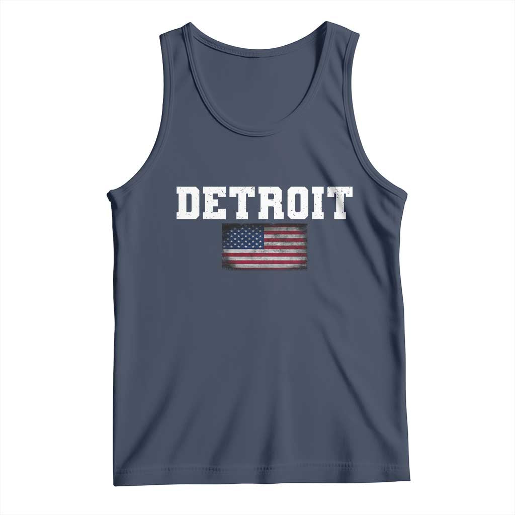 Classic Detroit Tank Top Retro Varsity Vintage Sports Team Name USA Flag TS10 Navy Print Your Wear