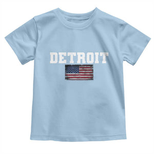 Classic Detroit Toddler T Shirt Retro Varsity Vintage Team Name USA Flag TS10 Light Blue Print Your Wear
