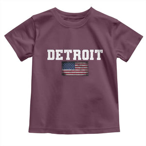 Classic Detroit Toddler T Shirt Retro Varsity Vintage Team Name USA Flag TS10 Maroon Print Your Wear