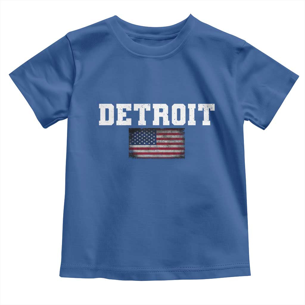 Classic Detroit Toddler T Shirt Retro Varsity Vintage Team Name USA Flag TS10 Royal Blue Print Your Wear