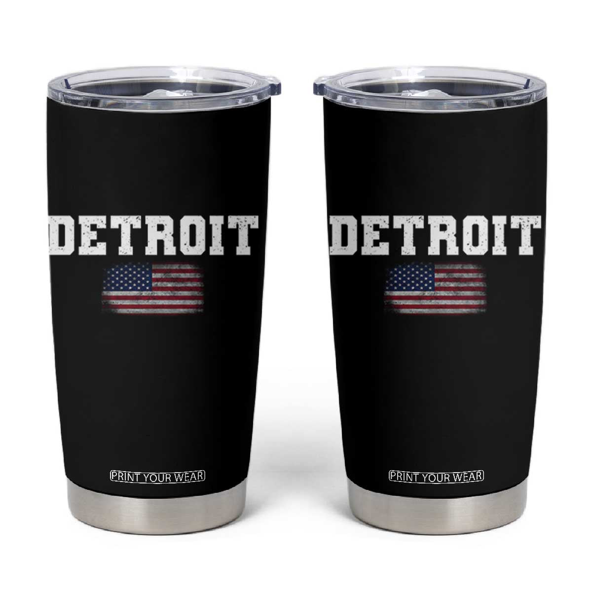 Classic Detroit Tumbler Cup Retro Varsity Vintage Sports Team Name USA Flag TS10 Black Print Your Wear