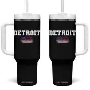 Classic Detroit Tumbler With Handle Retro Varsity Vintage Sports Team Name USA Flag TS10 One Size: 40 oz Black Print Your Wear