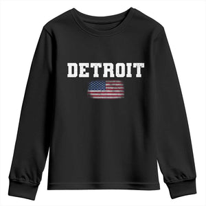 Classic Detroit Youth Sweatshirt Retro Varsity Vintage Team Name USA Flag TS10 Black Print Your Wear