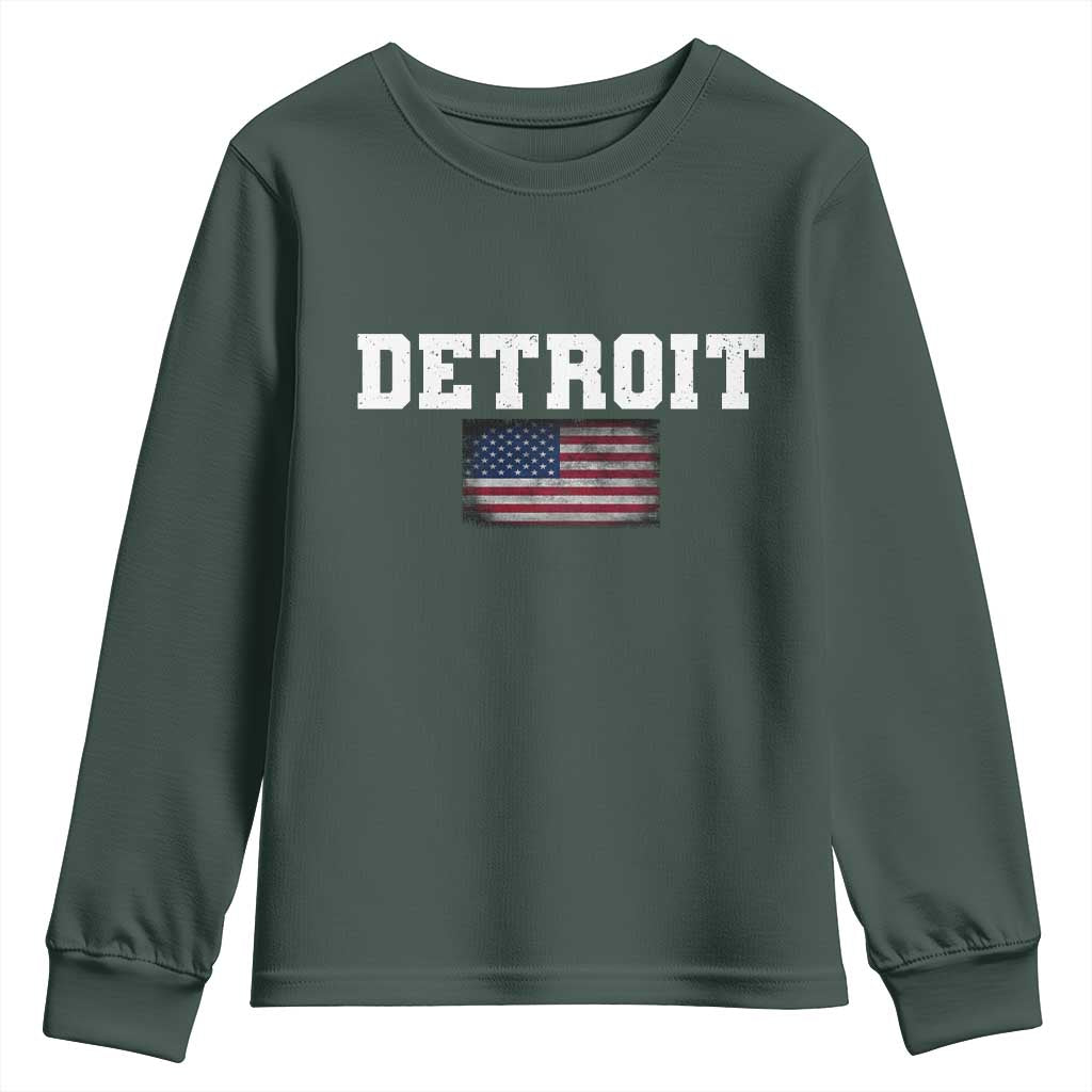 Classic LF Youth Sweatshirt DFL Retro Varsity Vintage Sports Team Name USA Flag TS10 Dark Forest Green Print Your Wear