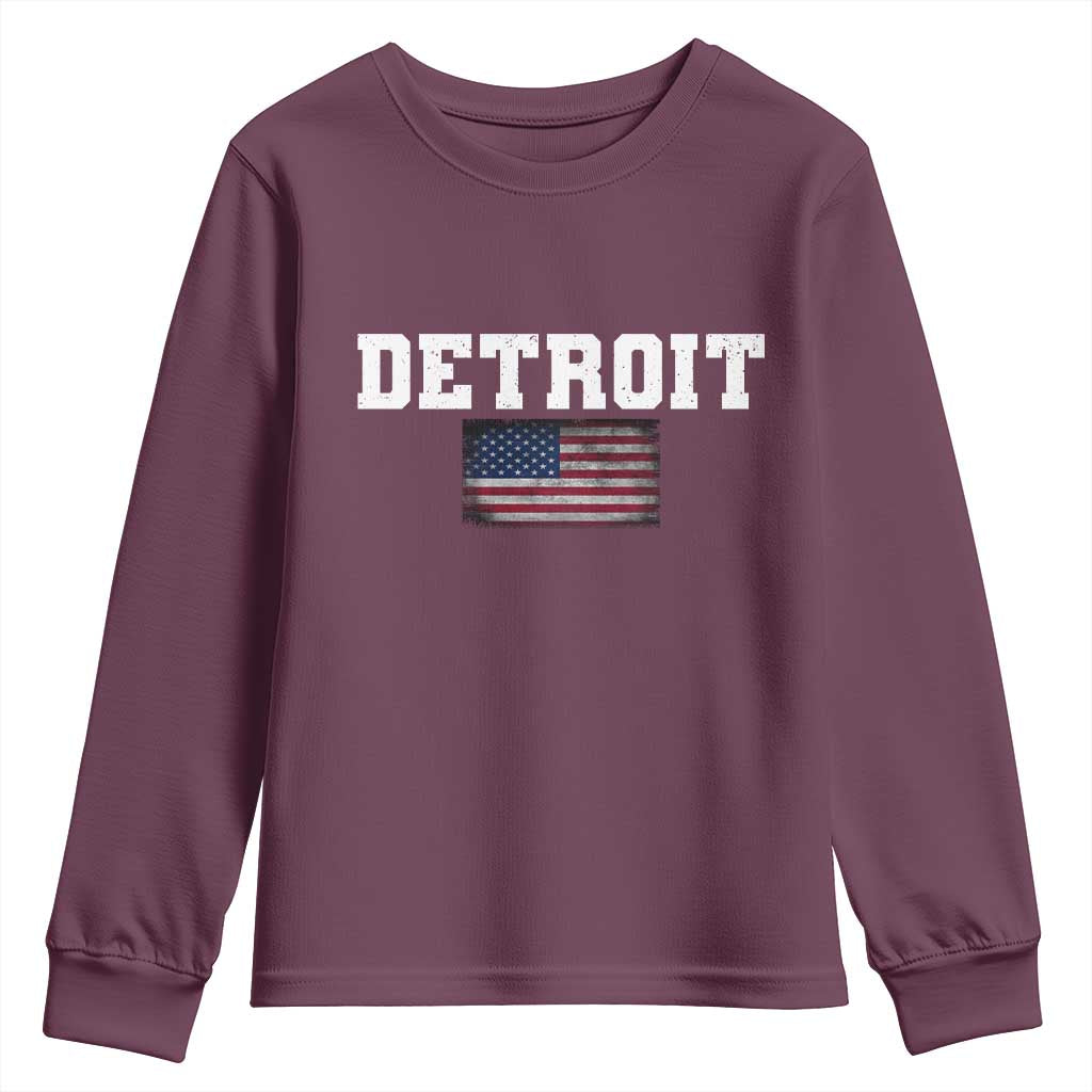 Classic LF Youth Sweatshirt DFL Retro Varsity Vintage Sports Team Name USA Flag TS10 Maroon Print Your Wear