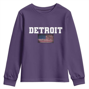 Classic Detroit Youth Sweatshirt Retro Varsity Vintage Team Name USA Flag TS10 Purple Print Your Wear