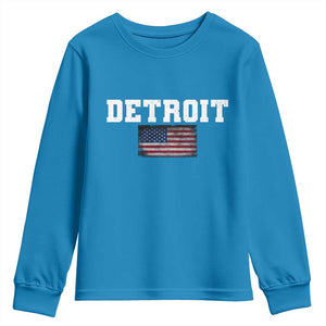 Classic Detroit Youth Sweatshirt Retro Varsity Vintage Team Name USA Flag TS10 Sapphire Print Your Wear