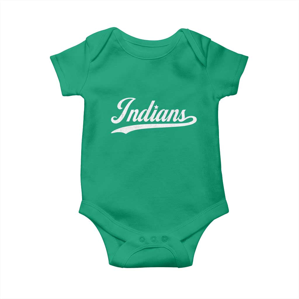 Retro Script Indians Baby Onesie Vintage Team Name TS10 Irish Green Print Your Wear