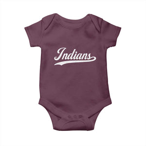 Retro Script Indians Baby Onesie Vintage Sports Team Name TS10 Maroon Print Your Wear