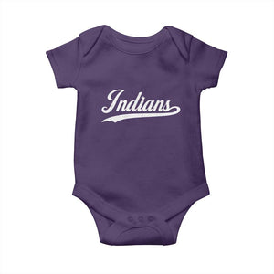 Retro Script Indians Baby Onesie Vintage Team Name TS10 Purple Print Your Wear
