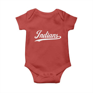 Retro Script Indians Baby Onesie Vintage Sports Team Name TS10 Red Print Your Wear