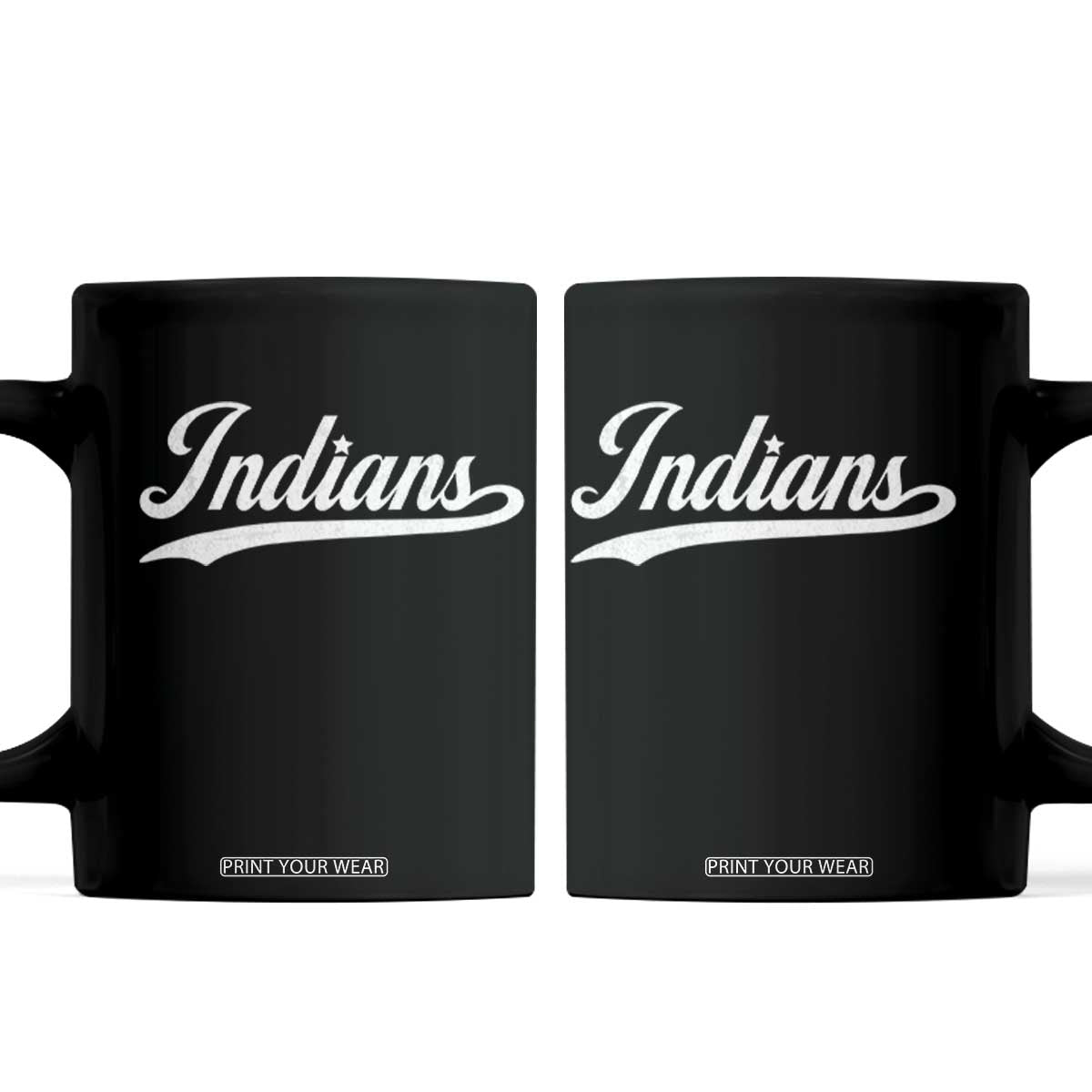 Retro Script Indians Coffee Mug Vintage Sports Team Name TS10 Black Print Your Wear