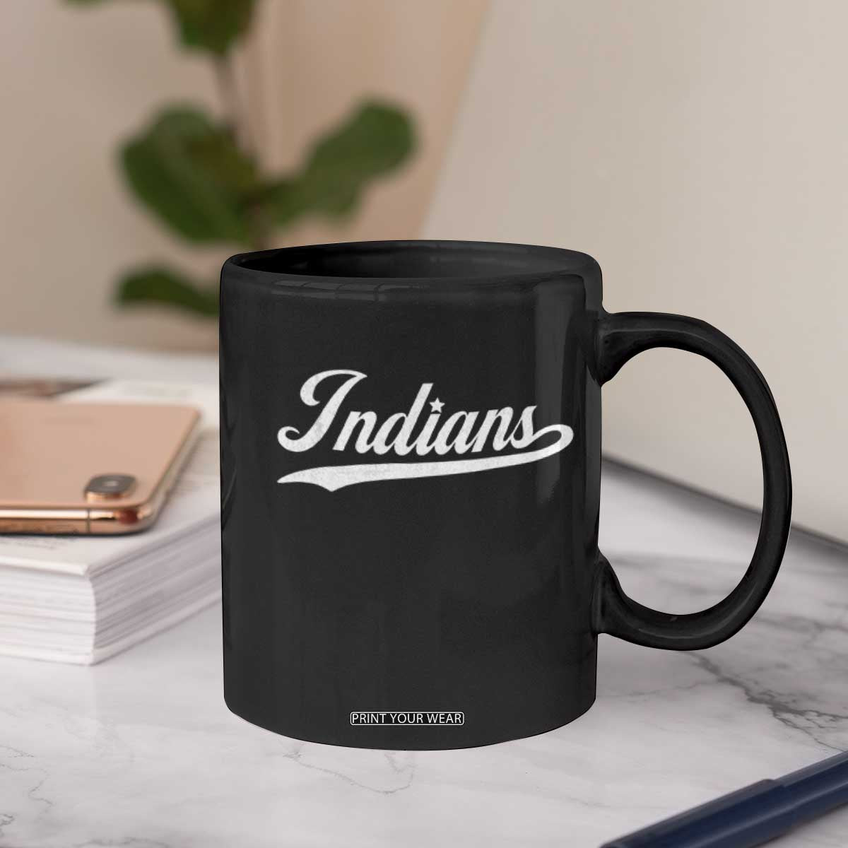 Retro Script Indians Coffee Mug Vintage Sports Team Name TS10 Print Your Wear