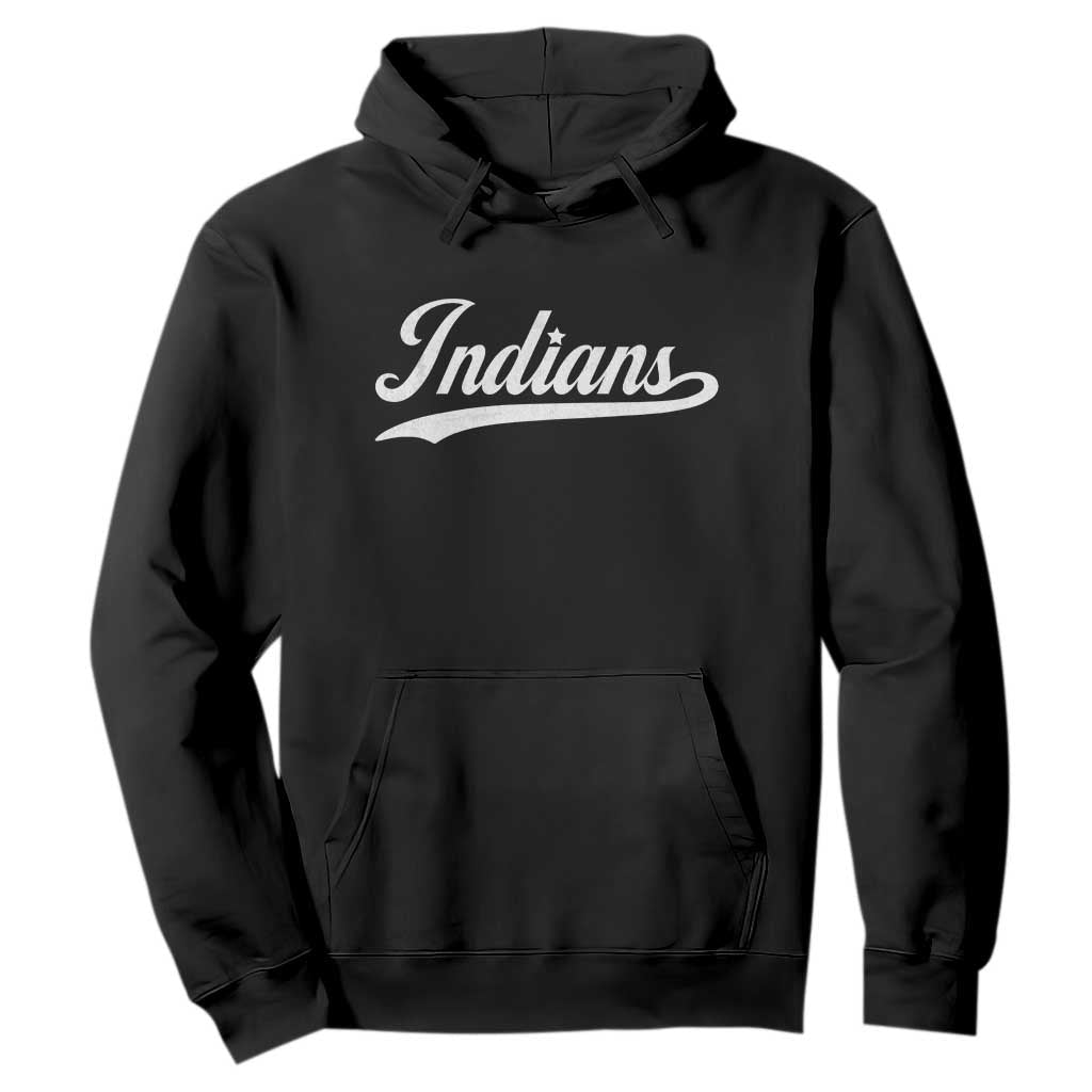 Retro Script Indians Hoodie Vintage Team Name TS10 Black Print Your Wear