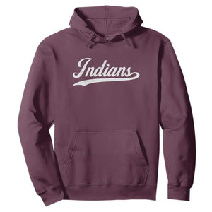 Retro Script Indians Hoodie Vintage Team Name TS10 Maroon Print Your Wear